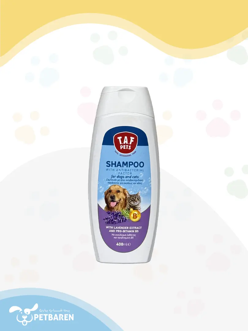 شامپو سگ و گربه تاف ۴۰۰ میل آنتی‌باکتریال با عصاره لوندر و پرو-ویتامین B5